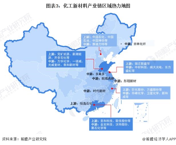 图表3：化工新材料产业链区域热力地图